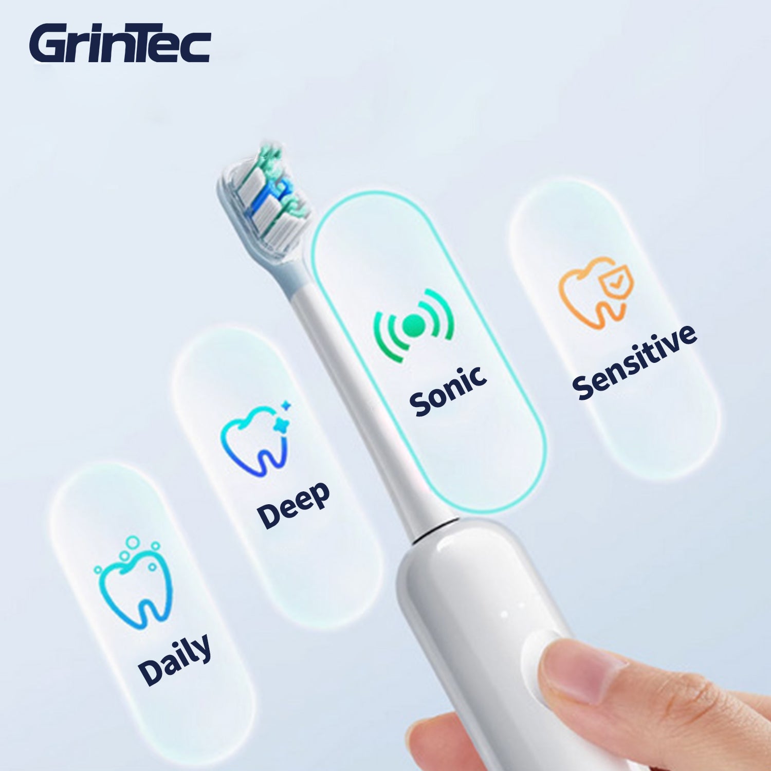 Avanceret Vibrosonic Tandbørste med tandblegende blåt lys – Effektiv tandpleje & tandblegning i Ét