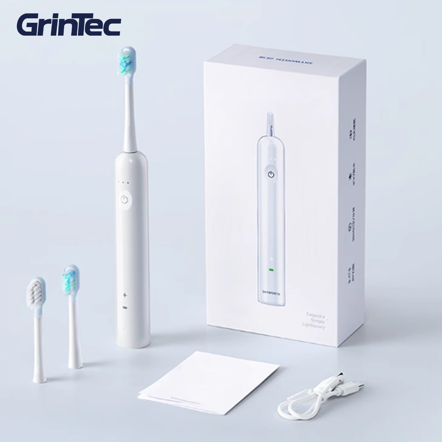 Avanceret Vibrosonic Tandbørste med tandblegende blåt lys – Effektiv tandpleje & tandblegning i Ét