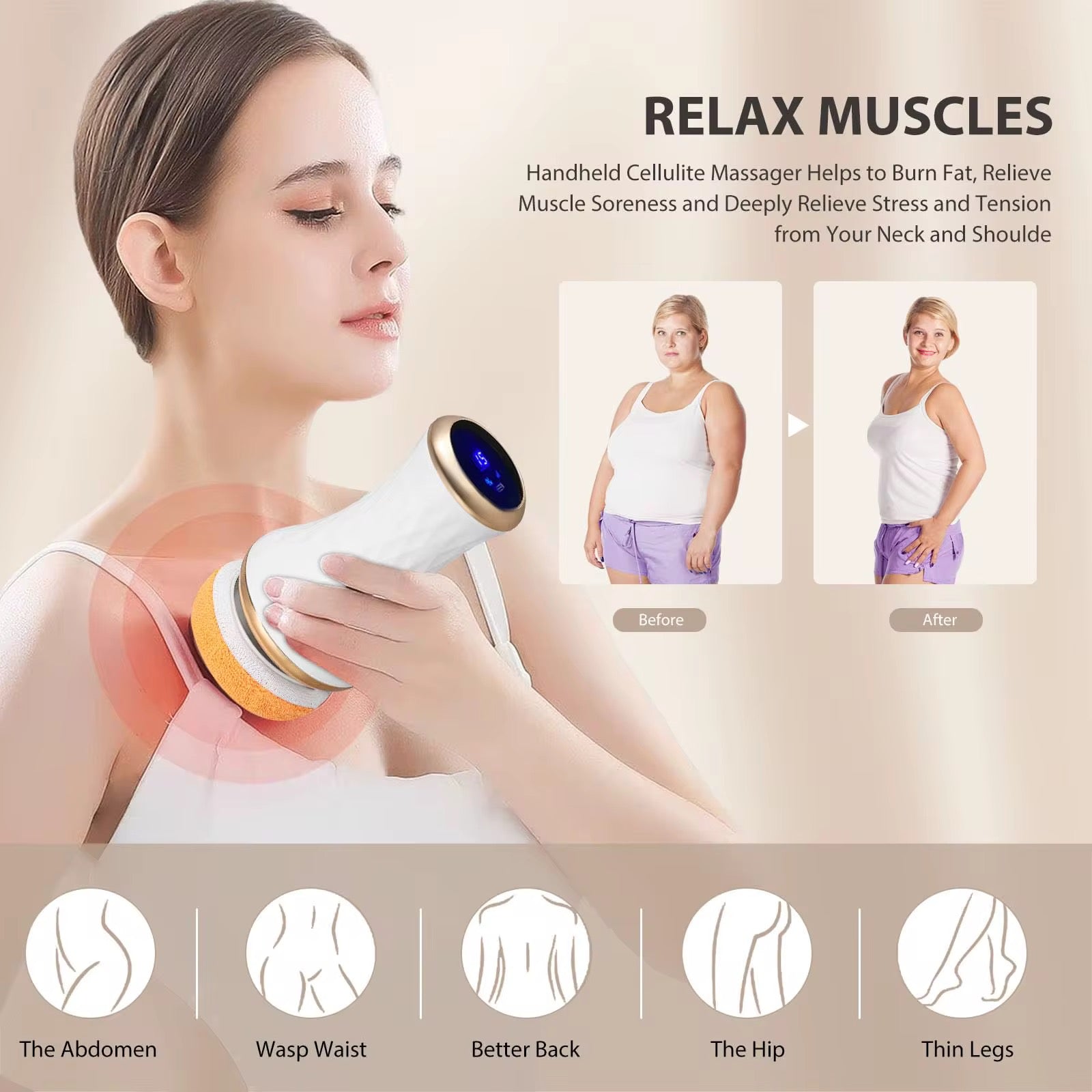 Trådløs BodySculpt– 2 i en Cellulite Remover og massageapparat - inkl. ekstra pads