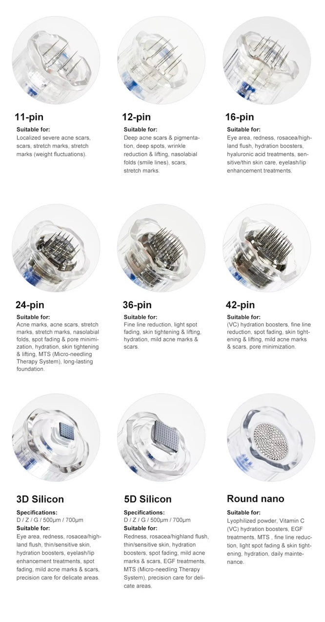 DermaPro - testset med 10 forskellige nåle – Præcisionsnåle til microneedling & mesoterapi