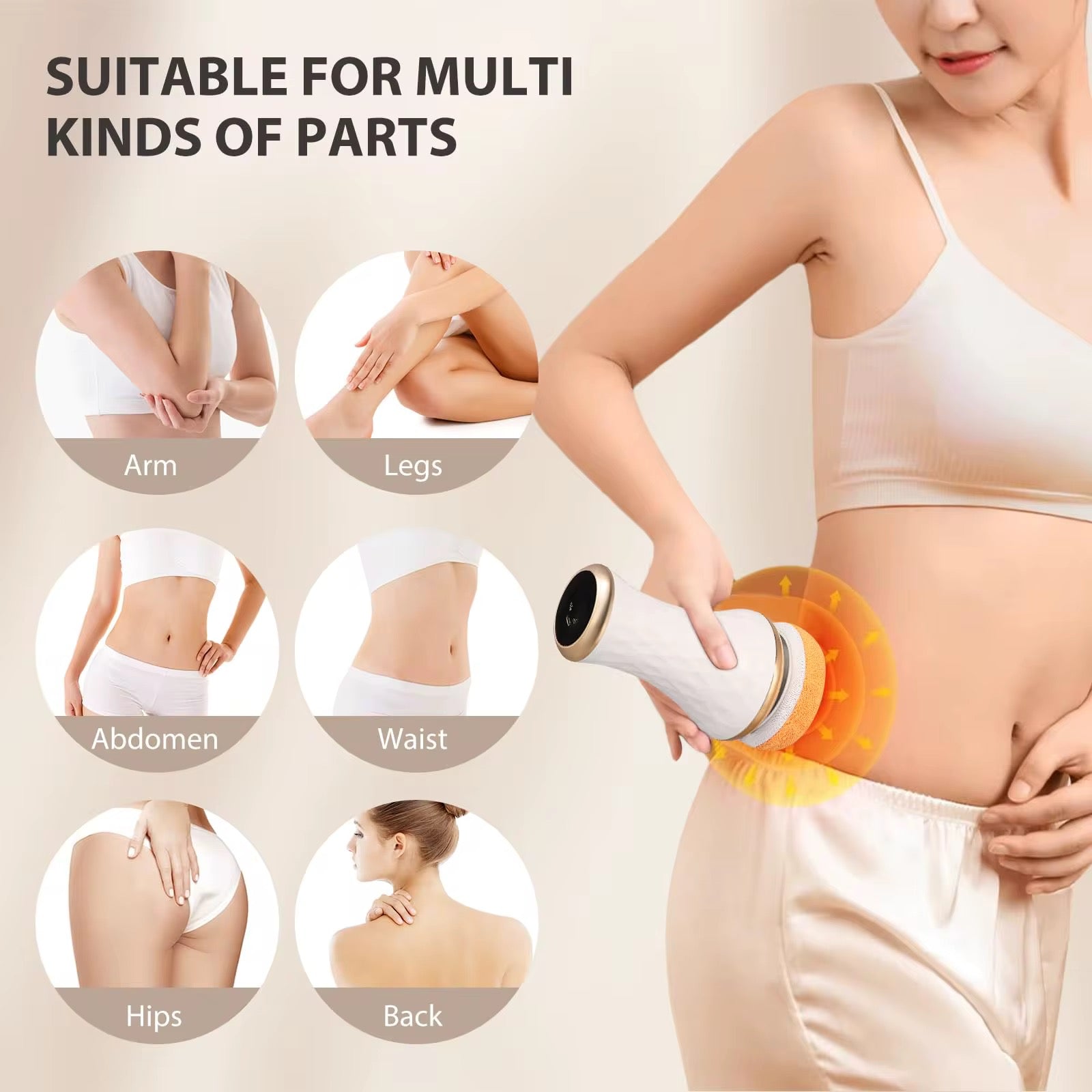 Trådløs BodySculpt– 2 i en Cellulite Remover og massageapparat  - inkl. ekstra pads