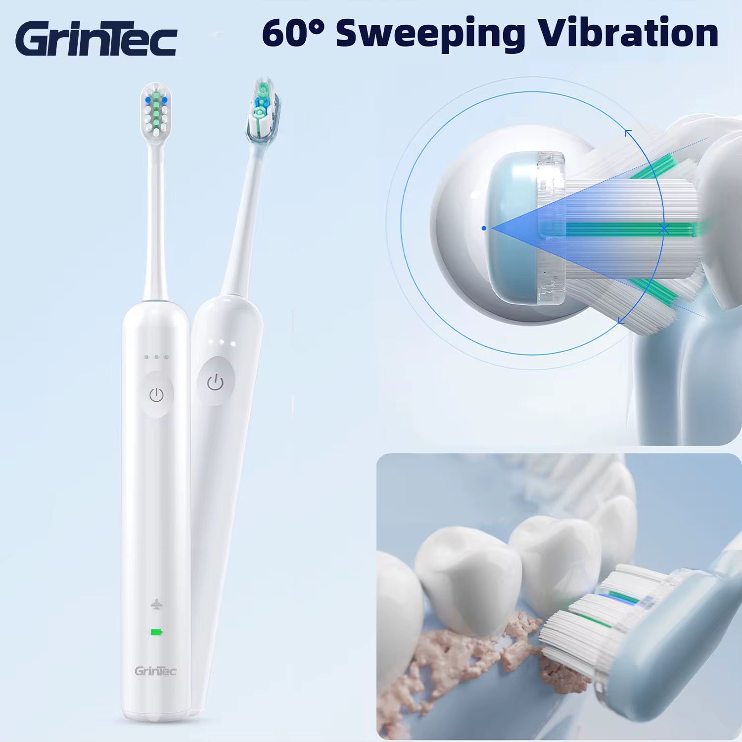 Avanceret Vibrosonic Tandbørste med tandblegende blåt lys – Effektiv tandpleje & tandblegning i Ét