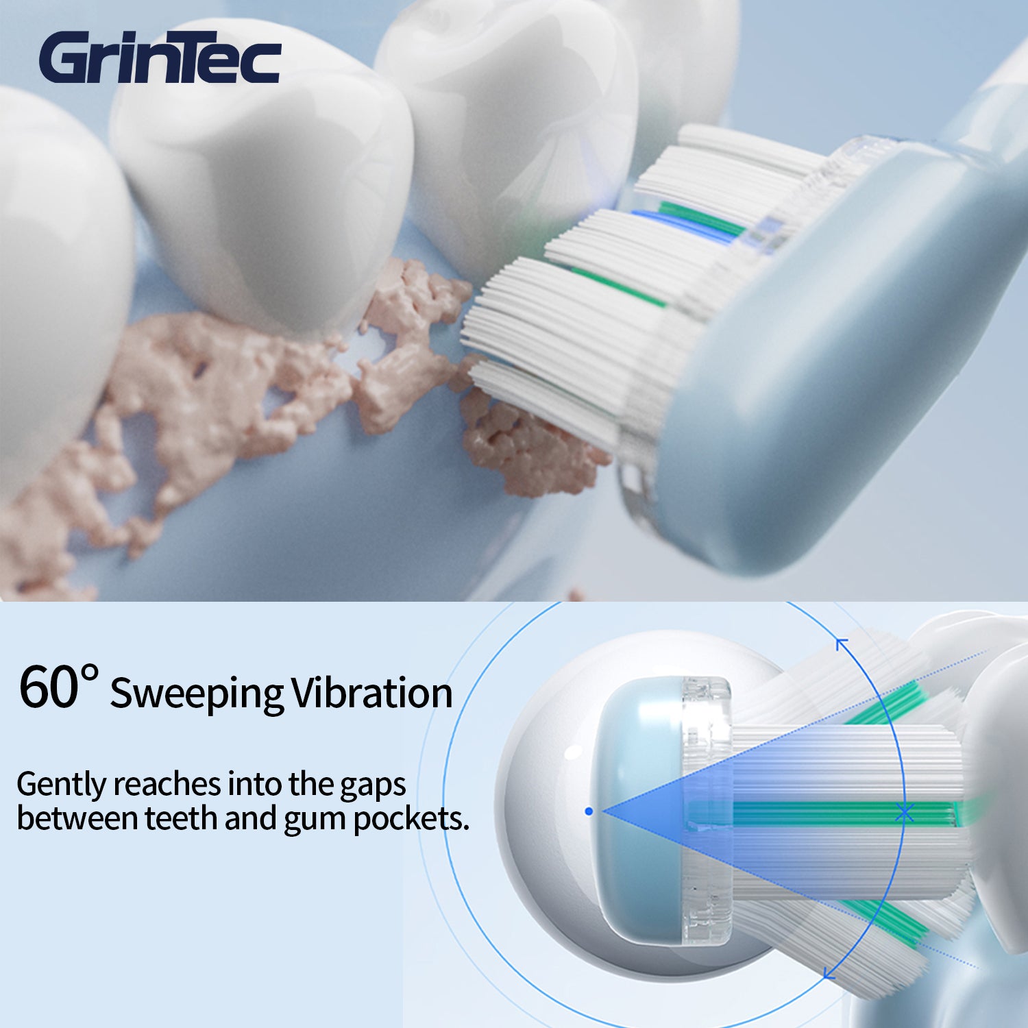Avanceret Vibrosonic Tandbørste med tandblegende blåt lys – Effektiv tandpleje & tandblegning i Ét